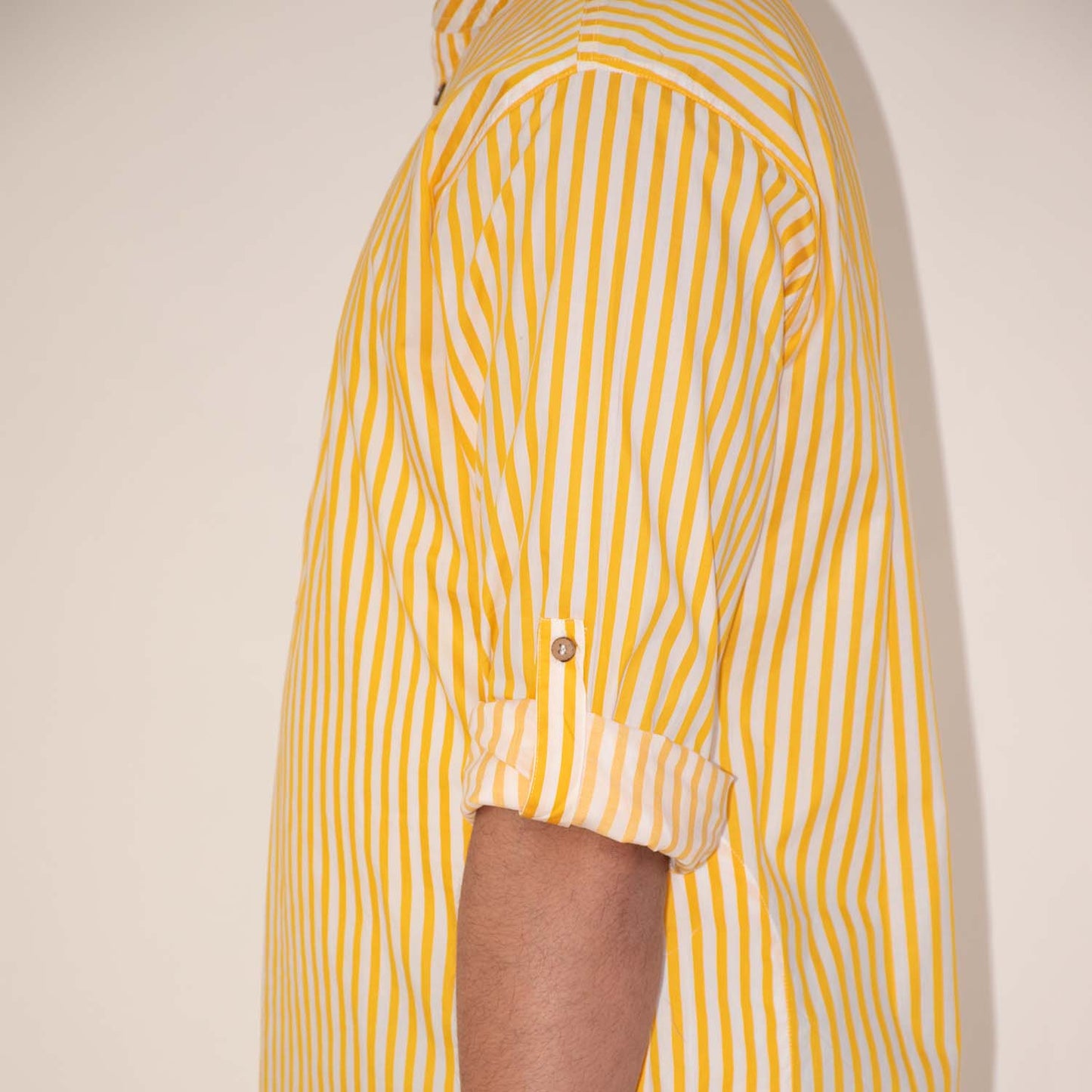 Sateen Yellow Stripe Yarn Dye 60's X 60's Kurta